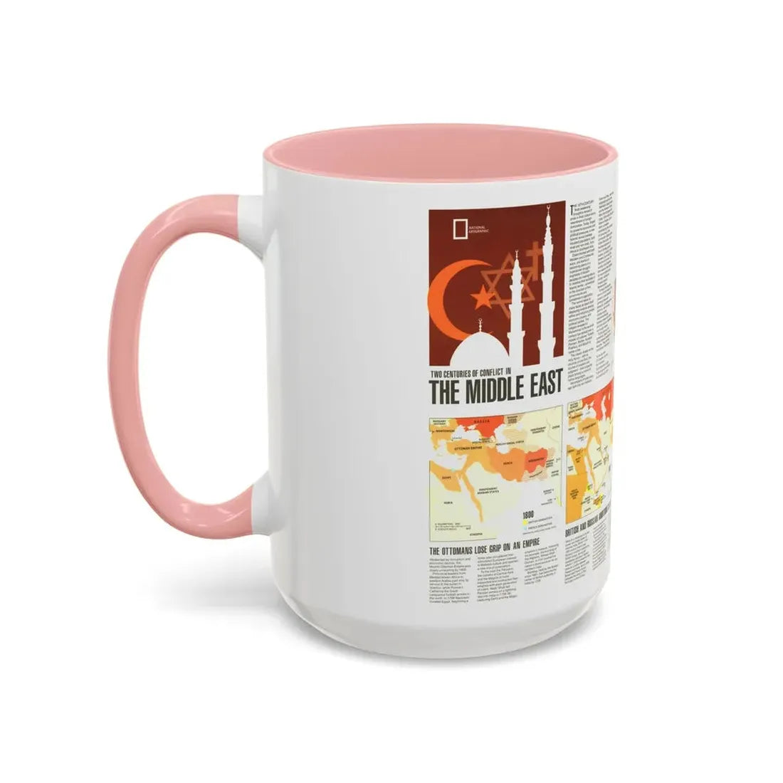 Middle East - Two Centuries of Conflict (1980) (Map) Accent Coffee Mug - Go Mug Yourself