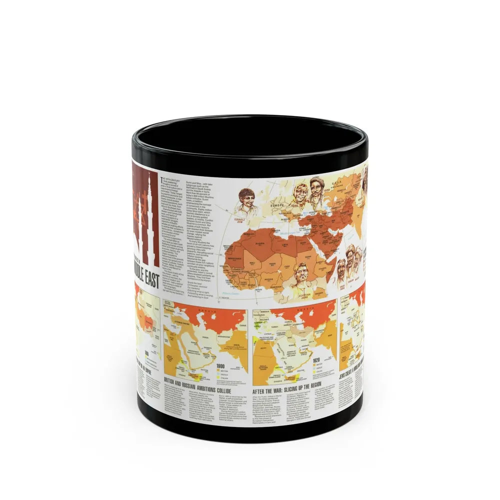 Middle East - Two Centuries of Conflict (1980) (Map) Black Coffee Mug-11oz-Go Mug Yourself