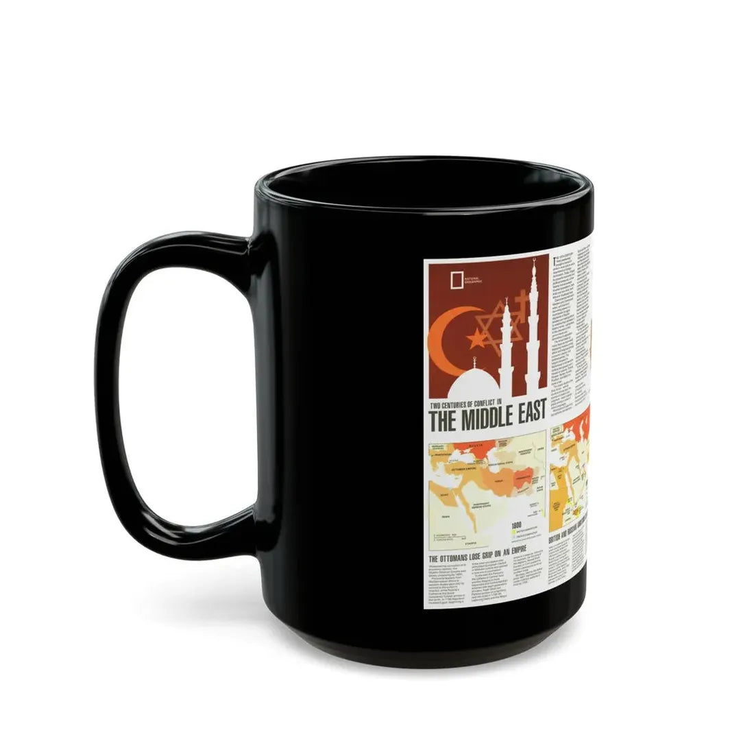 Middle East - Two Centuries of Conflict (1980) (Map) Black Coffee Mug - Go Mug Yourself