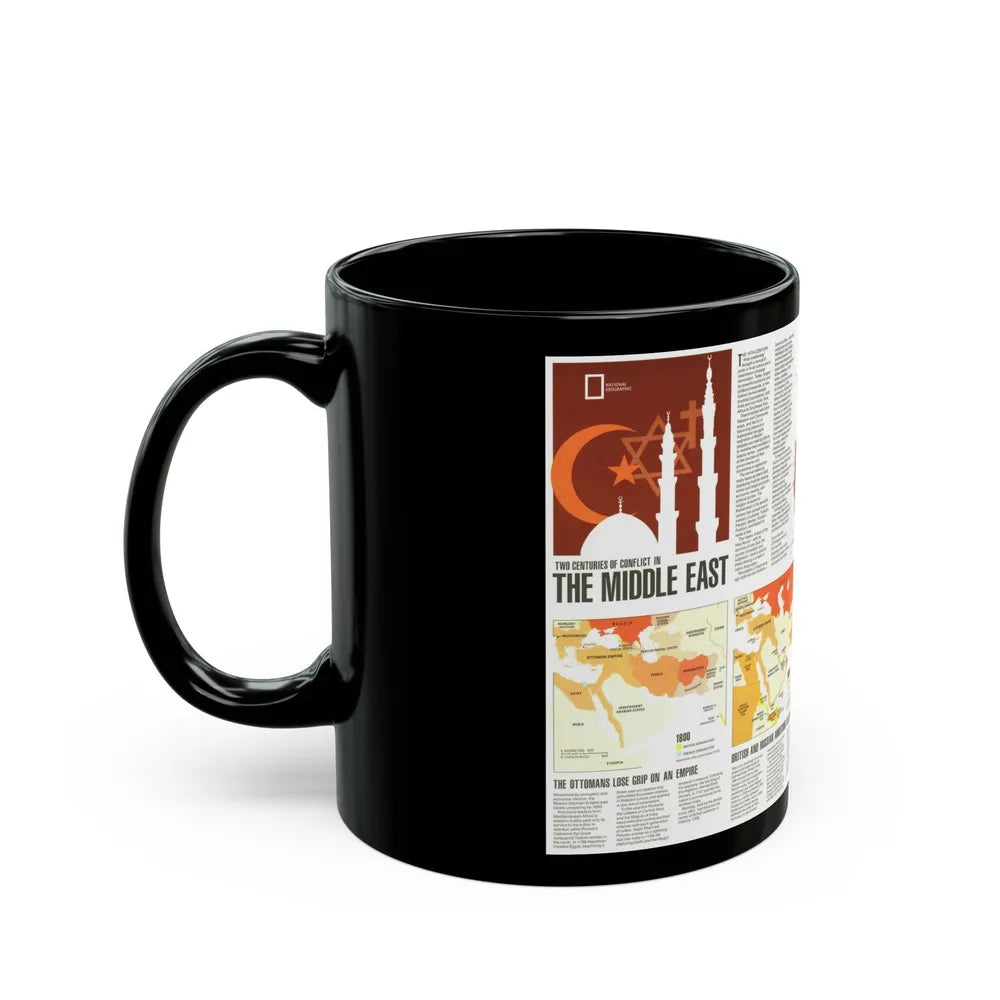 Middle East - Two Centuries of Conflict (1980) (Map) Black Coffee Mug-Go Mug Yourself