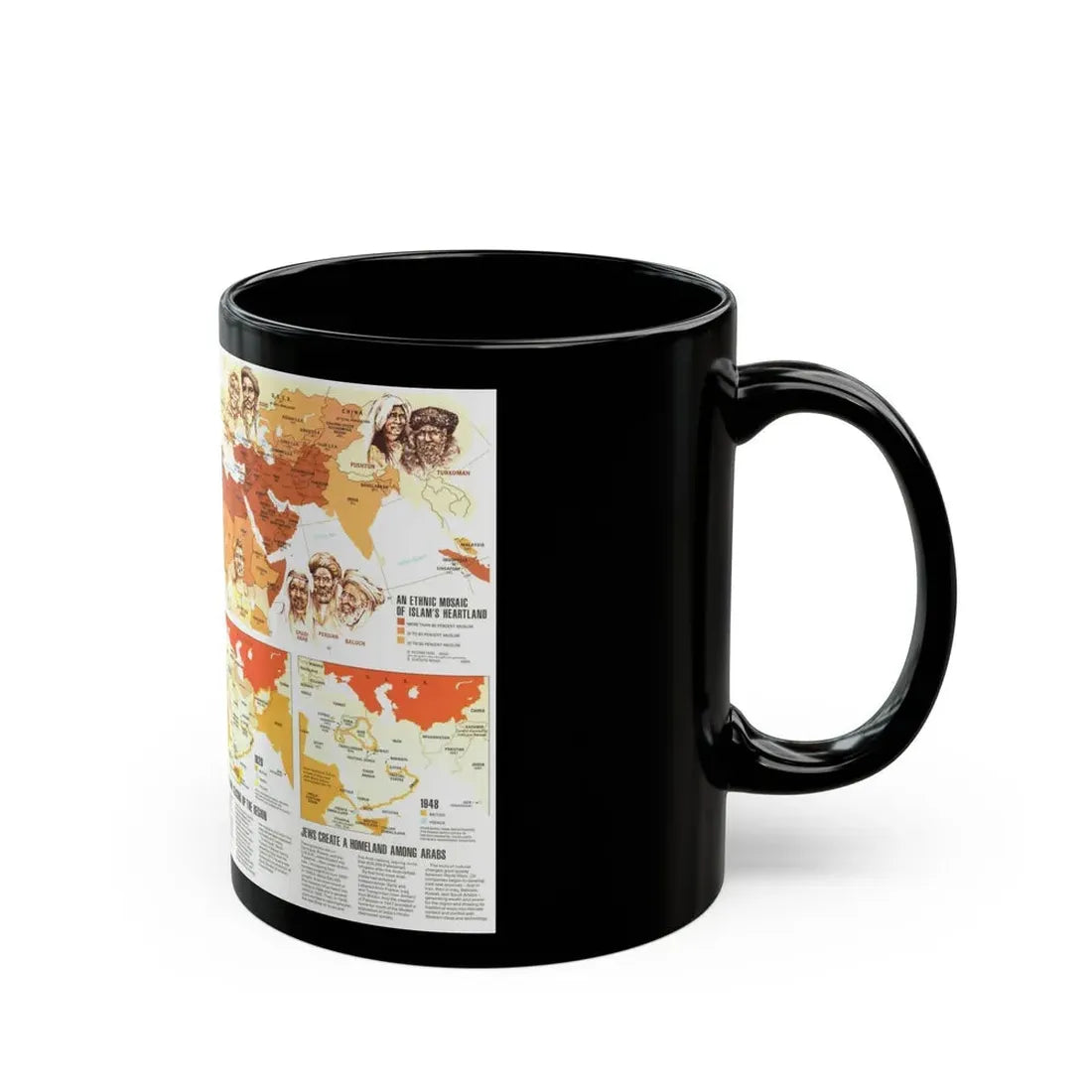 Middle East - Two Centuries of Conflict (1980) (Map) Black Coffee Mug - Go Mug Yourself
