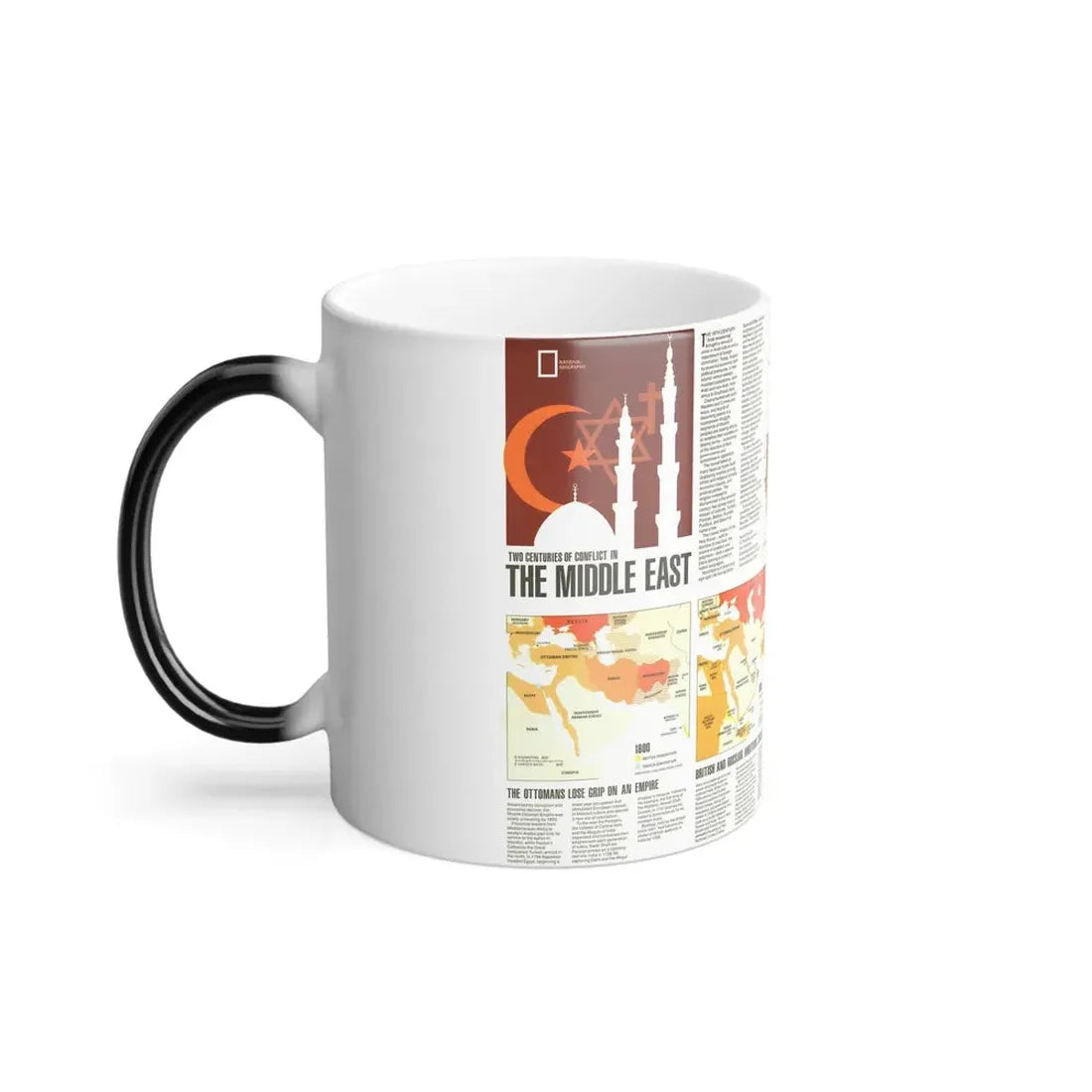 Middle East - Two Centuries of Conflict (1980) (Map) Color Changing Mug 11oz - Go Mug Yourself