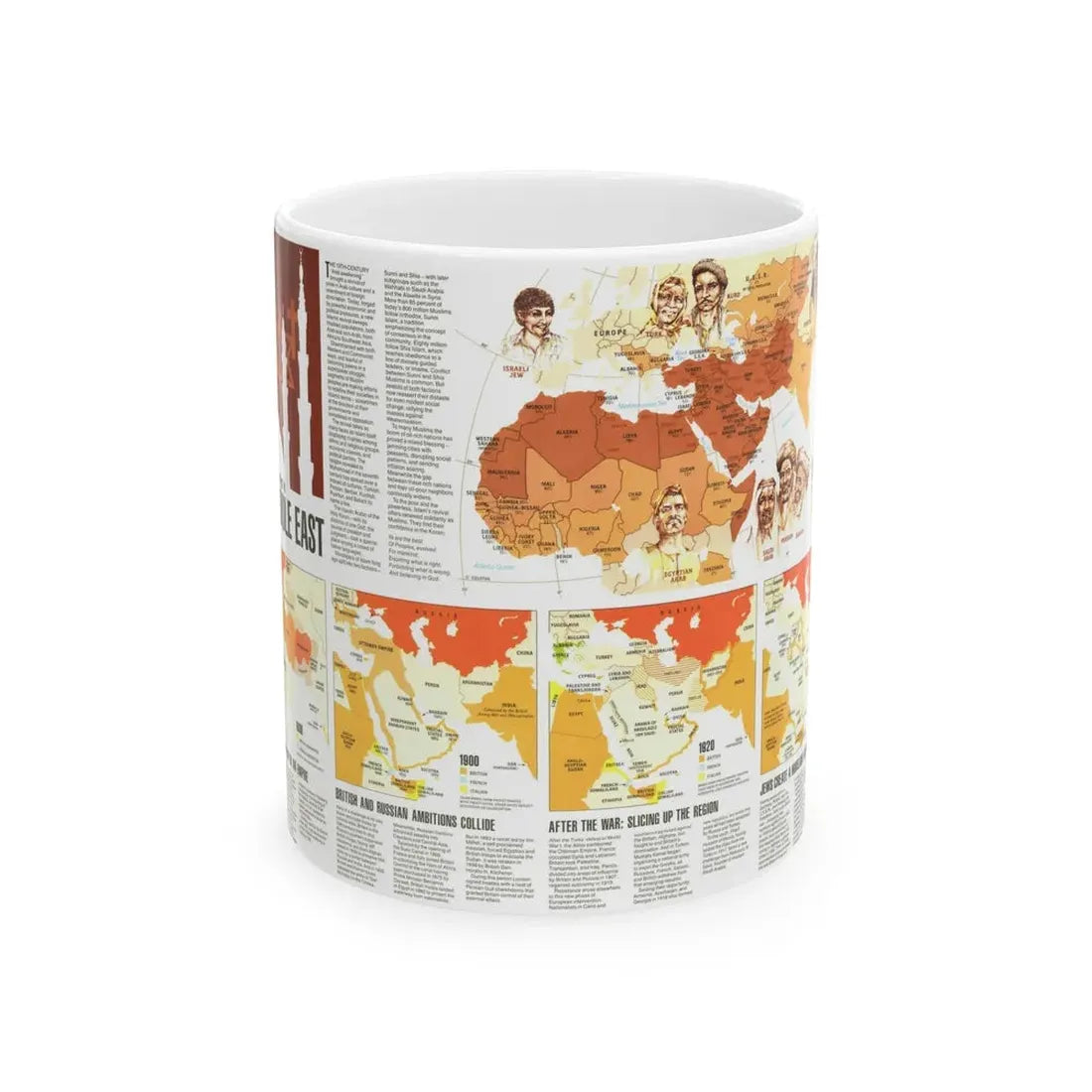 Middle East - Two Centuries of Conflict (1980) (Map) White Coffee Mug 11oz - Go Mug Yourself