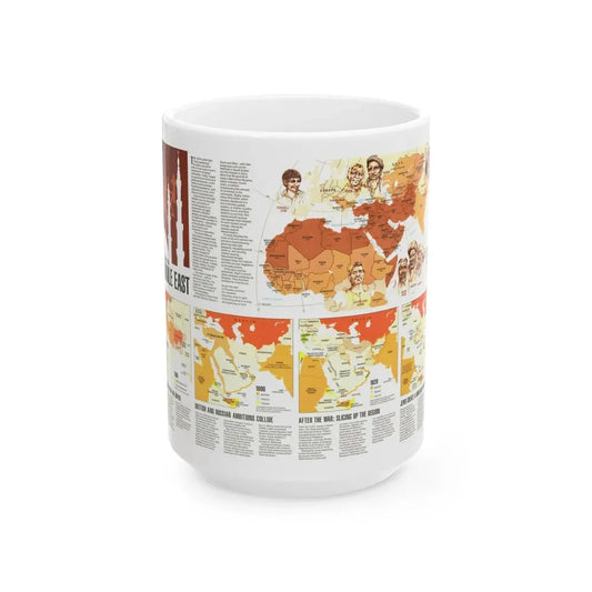 Middle East - Two Centuries of Conflict (1980) (Map) White Coffee Mug 15oz - Go Mug Yourself