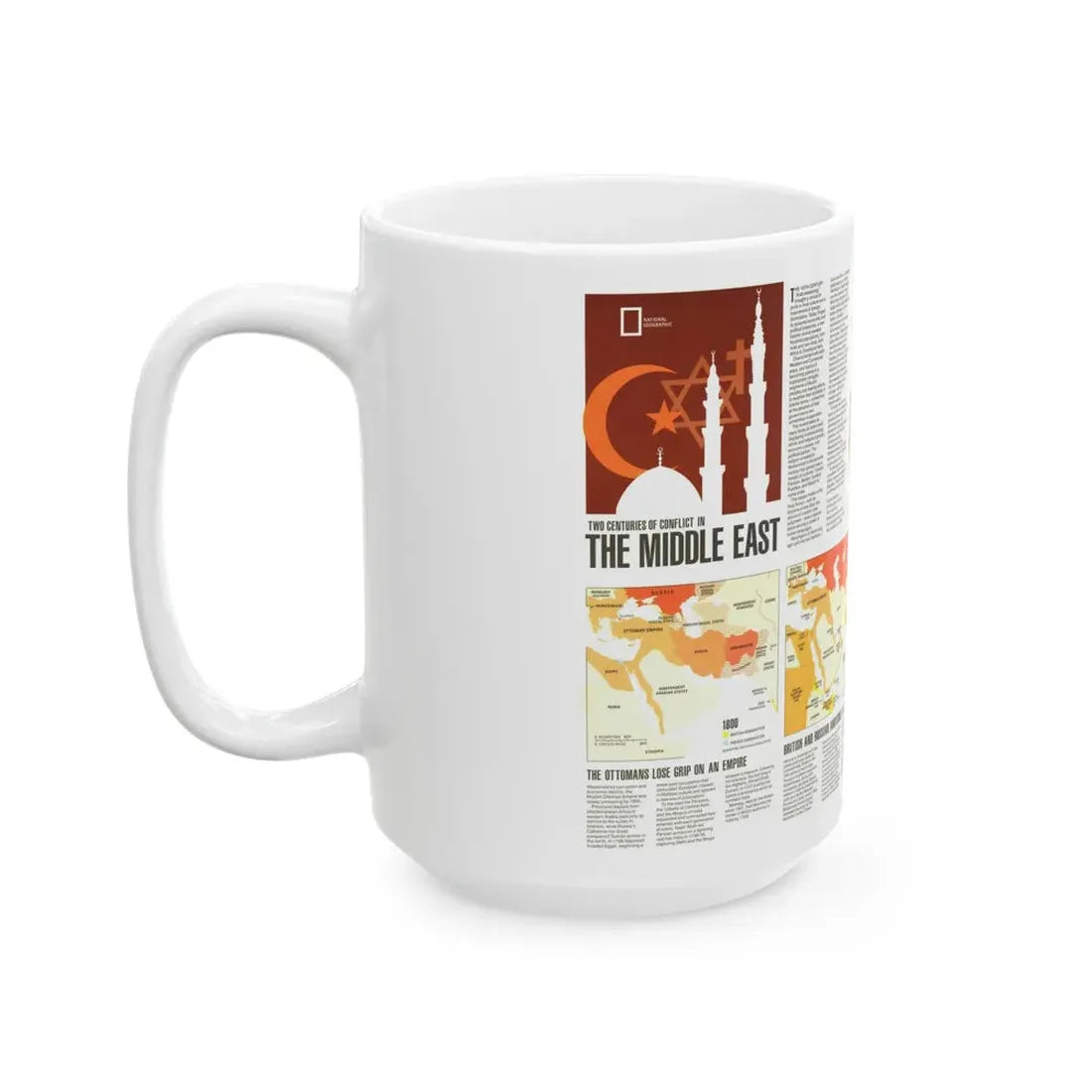 Middle East - Two Centuries of Conflict (1980) (Map) White Coffee Mug - Go Mug Yourself