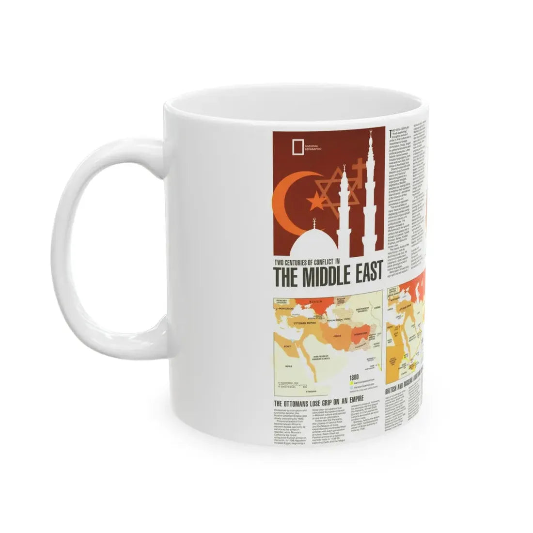 Middle East - Two Centuries of Conflict (1980) (Map) White Coffee Mug - Go Mug Yourself