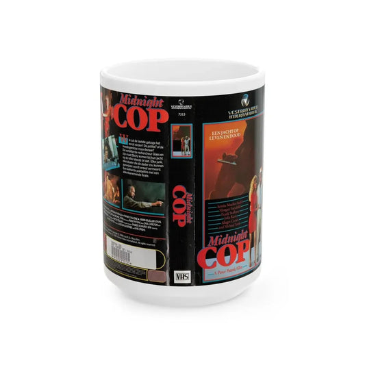 MIDNIGHT COP (VHS COVER) - White Coffee Mug 15oz - Go Mug Yourself