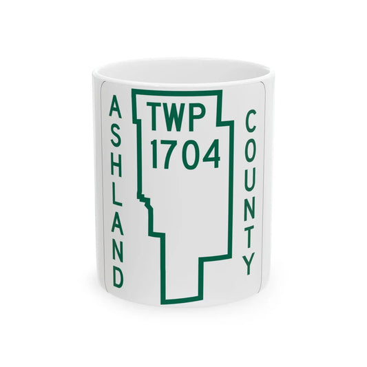 Mifflin Township Route 1704 Ashland County Ohio (Ohio) (Road Sign) White Coffee Mug 11oz - Go Mug Yourself