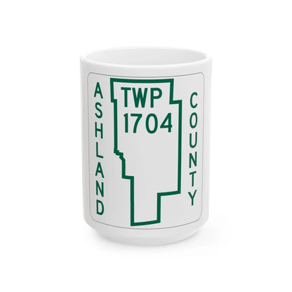 Mifflin Township Route 1704 Ashland County Ohio (Ohio) (Road Sign) White Coffee Mug 15oz - Go Mug Yourself