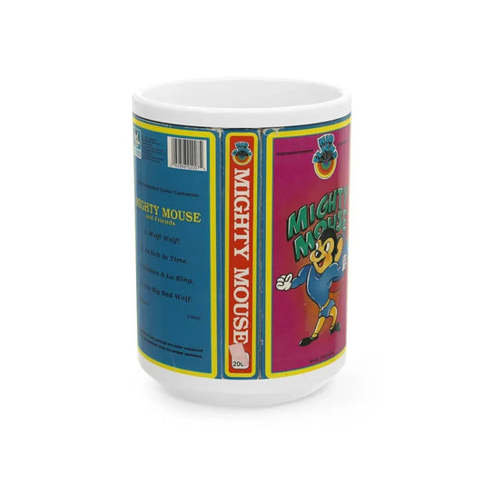 MIGHTY MOUSE AND FRIENDS KID FLICKS (VHS COVER) - White Coffee Mug 15oz - Go Mug Yourself