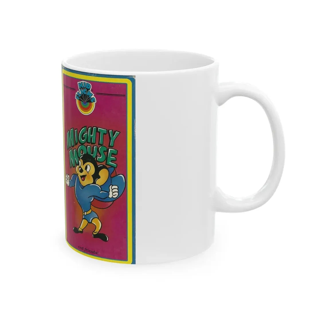 MIGHTY MOUSE AND FRIENDS KID FLICKS (VHS COVER) - White Coffee Mug - Go Mug Yourself