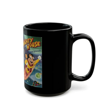 MIGHTY MOUSE AND FRIENDS (VHS COVER) - Black Coffee Mug - Go Mug Yourself