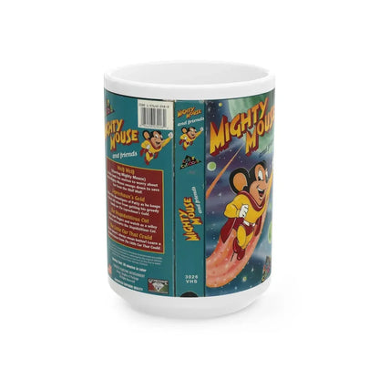 MIGHTY MOUSE AND FRIENDS (VHS COVER) - White Coffee Mug 15oz - Go Mug Yourself