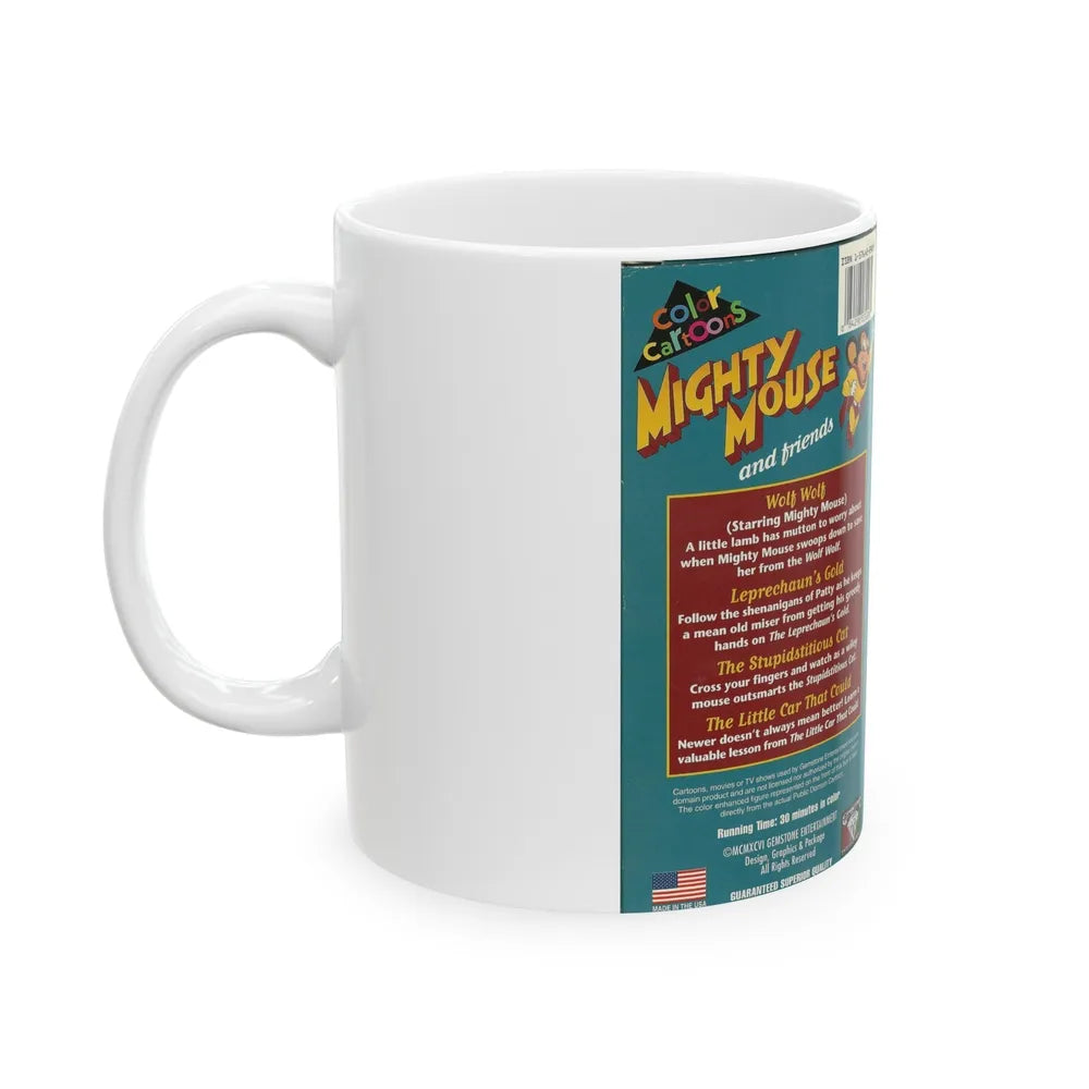 MIGHTY MOUSE AND FRIENDS (VHS COVER) - White Coffee Mug-Go Mug Yourself