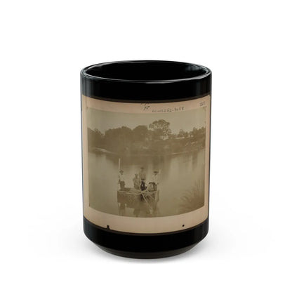 Military Construction In Northern Virginia Five Men In Three Blanket Boats Strapped Together On The Potomac River (U.S. Civil War) Black Coffee Mug-15oz-Go Mug Yourself