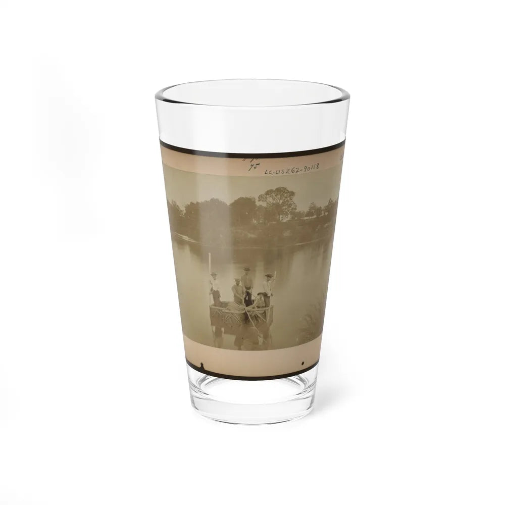 Military Construction In Northern Virginia Five Men In Three Blanket Boats Strapped Together On The Potomac River (U.S. Civil War) Pint Glass 16oz-16oz-Go Mug Yourself