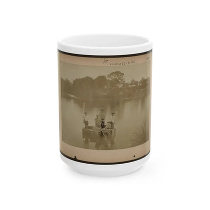 Military Construction In Northern Virginia  Five Men In Three Blanket Boats Strapped Together On The Potomac River (U.S. Civil War) White Coffee Mug 15oz - Go Mug Yourself
