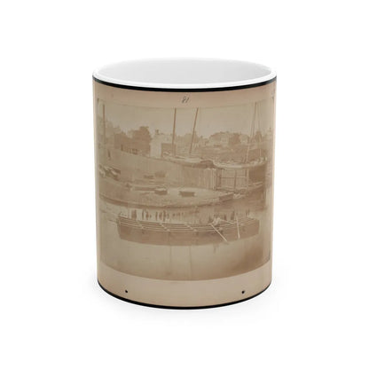 Military Construction In Northern Virginia Man Rowing Raft Of Blanket Boats On The Potomac River (U.S. Civil War) White Coffee Mug-11oz-Go Mug Yourself