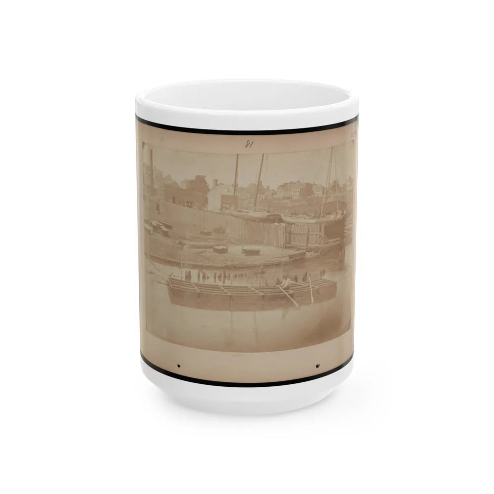 Military Construction In Northern Virginia Man Rowing Raft Of Blanket Boats On The Potomac River (U.S. Civil War) White Coffee Mug-15oz-Go Mug Yourself