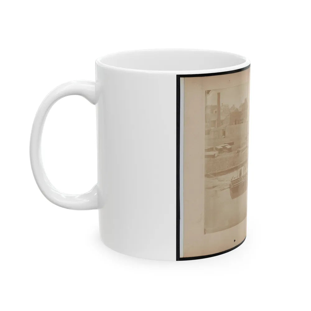 Military Construction In Northern Virginia Man Rowing Raft Of Blanket Boats On The Potomac River (U.S. Civil War) White Coffee Mug-Go Mug Yourself