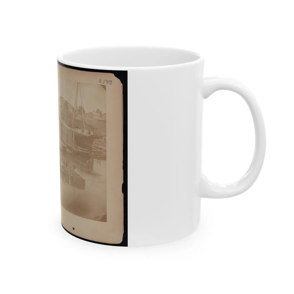 Military Construction In Northern Virginia Man Rowing Raft Of Blanket Boats On The Potomac River (U.S. Civil War) White Coffee Mug-Go Mug Yourself