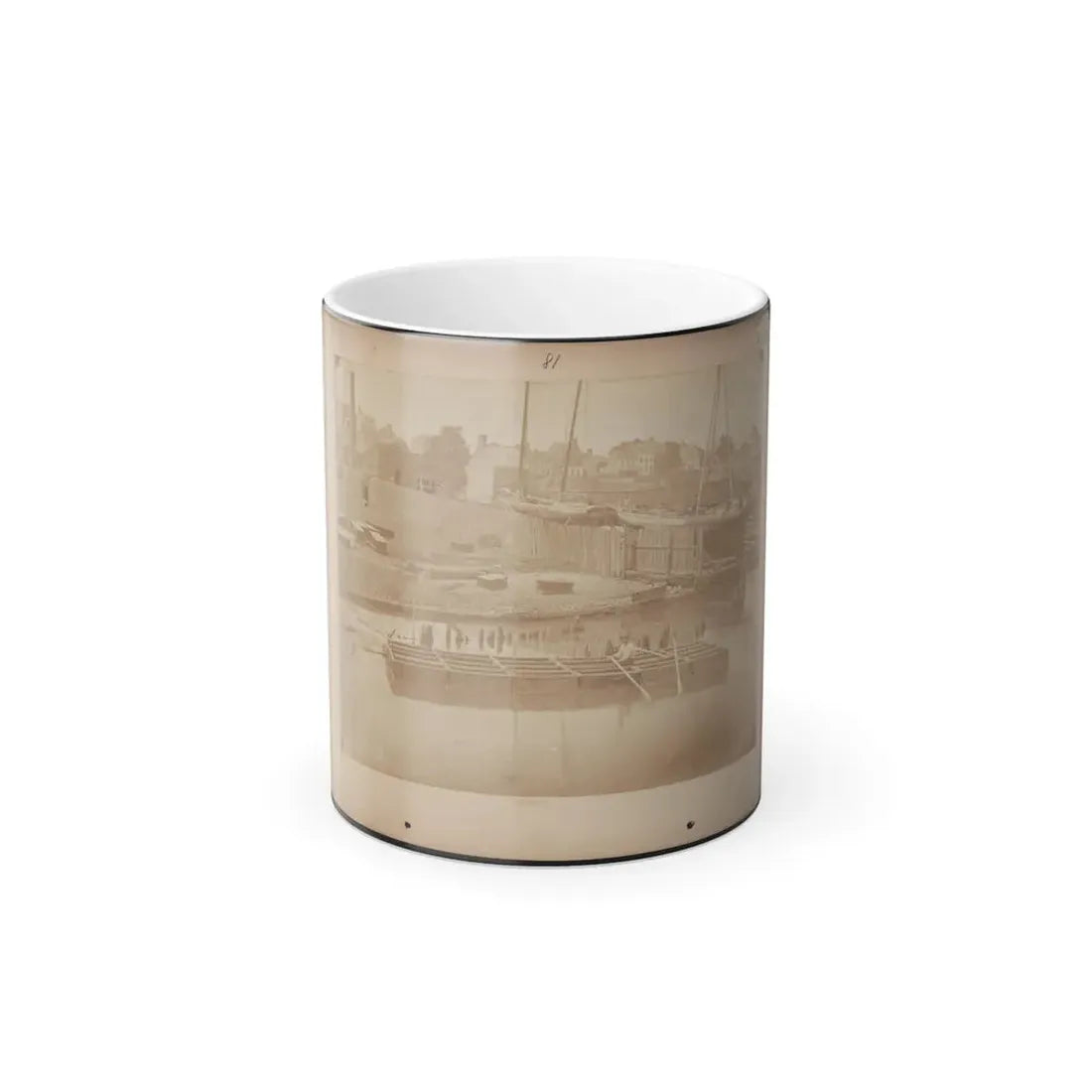 Military Construction in Northern Virginia  Man Rowing Raft of Blanket Boats on the Potomac River (U.S. Civil War) Color Changing Coffee Mug 11oz - Go Mug Yourself