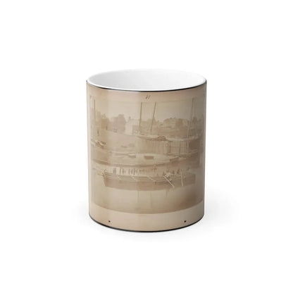 Military Construction in Northern Virginia  Man Rowing Raft of Blanket Boats on the Potomac River (U.S. Civil War) Color Changing Coffee Mug 11oz - Go Mug Yourself