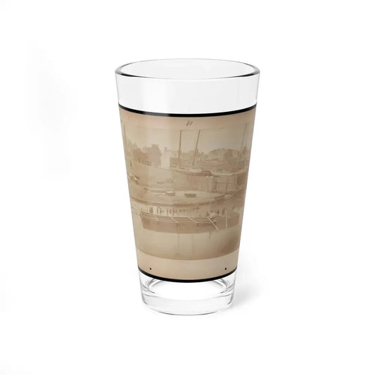 Military Construction In Northern Virginia  Man Rowing Raft Of Blanket Boats On The Potomac River (U.S. Civil War) Pint Glass 16oz 16oz - Go Mug Yourself