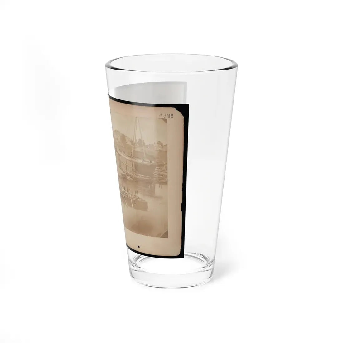 Military Construction In Northern Virginia  Man Rowing Raft Of Blanket Boats On The Potomac River (U.S. Civil War) Pint Glass 16oz - Go Mug Yourself