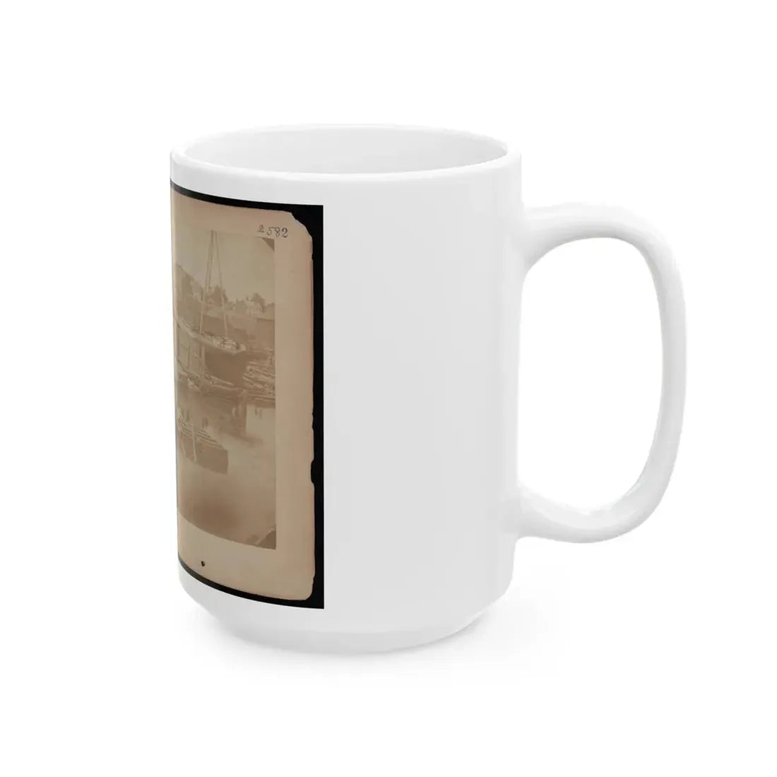 Military Construction In Northern Virginia  Man Rowing Raft Of Blanket Boats On The Potomac River (U.S. Civil War) White Coffee Mug - Go Mug Yourself