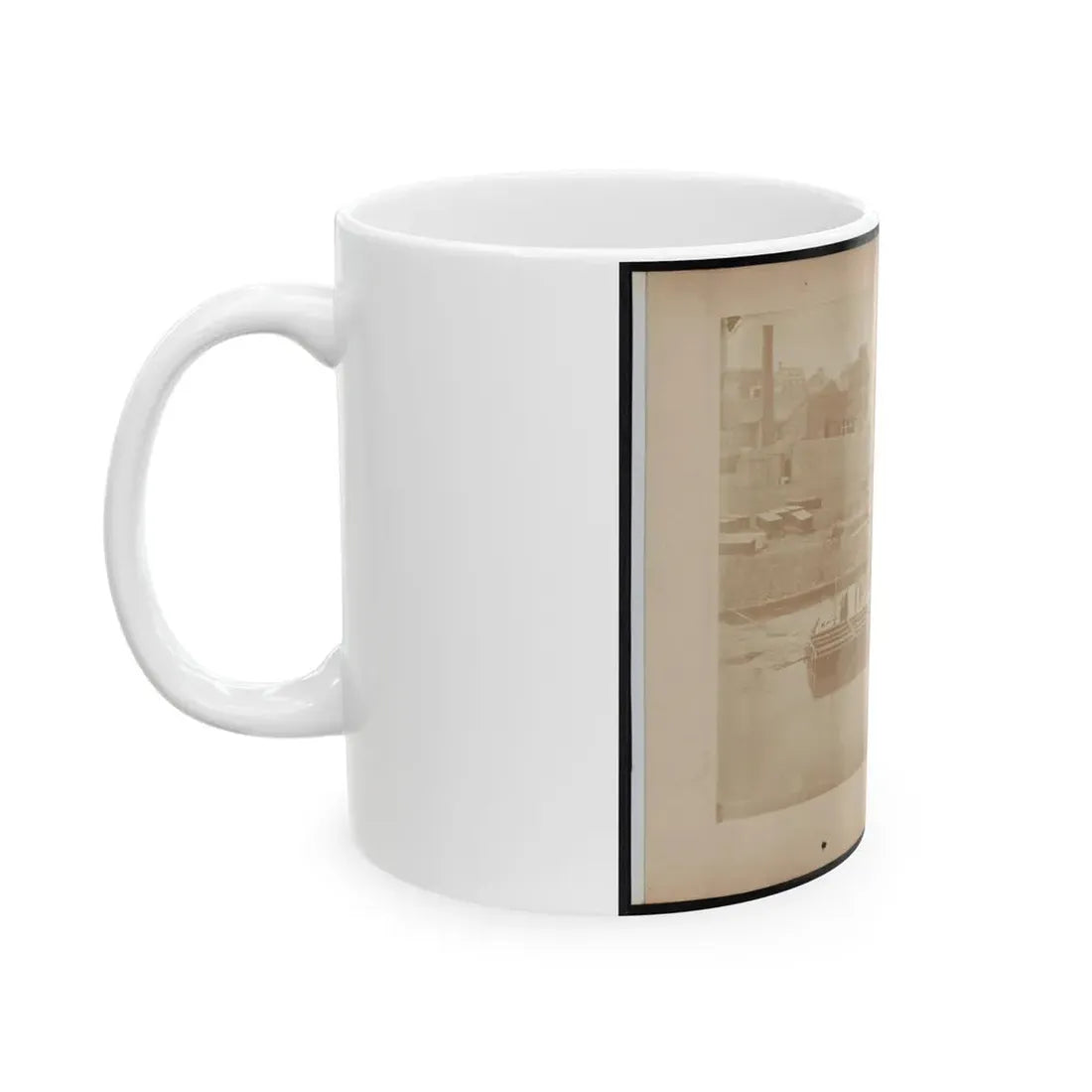 Military Construction In Northern Virginia  Man Rowing Raft Of Blanket Boats On The Potomac River (U.S. Civil War) White Coffee Mug - Go Mug Yourself