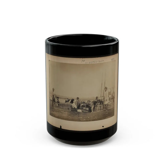 Military Construction In Northern Virginia Men Making Frames For Blanket Boats By The Potomac River (U.S. Civil War) Black Coffee Mug-15oz-Go Mug Yourself