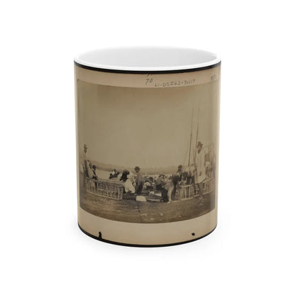 Military Construction In Northern Virginia Men Making Frames For Blanket Boats By The Potomac River (U.S. Civil War) White Coffee Mug-11oz-Go Mug Yourself