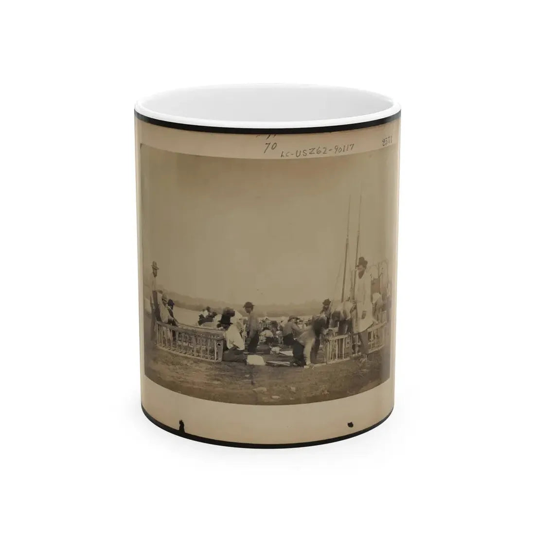 Military Construction In Northern Virginia  Men Making Frames For Blanket Boats By The Potomac River (U.S. Civil War) White Coffee Mug 11oz - Go Mug Yourself