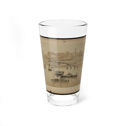 Military Construction In Northern Virginia  Men Sitting In Blanket Boats On The Potomac River (U.S. Civil War) Pint Glass 16oz 16oz - Go Mug Yourself