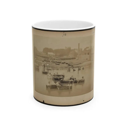Military Construction In Northern Virginia  Men Sitting In Blanket Boats On The Potomac River (U.S. Civil War) White Coffee Mug 11oz - Go Mug Yourself