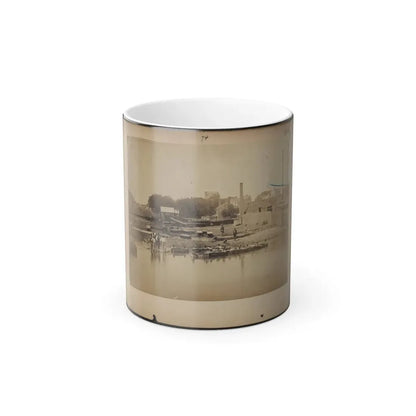 Military Construction in Northern Virginia  Men Sitting in Blanket Boats Strapped Together on the Potomac River (U.S. Civil War) Color Changing Coffee Mug 11oz Default Title 11oz - Go Mug Yourself