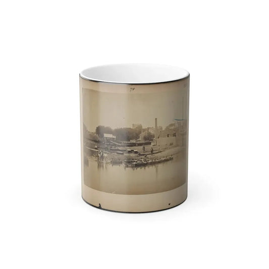 Military Construction in Northern Virginia  Men Sitting in Blanket Boats Strapped Together on the Potomac River (U.S. Civil War) Color Changing Coffee Mug 11oz Default Title 11oz - Go Mug Yourself