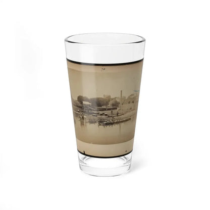 Military Construction In Northern Virginia  Men Sitting In Blanket Boats Strapped Together On The Potomac River (U.S. Civil War) Pint Glass 16oz 16oz - Go Mug Yourself