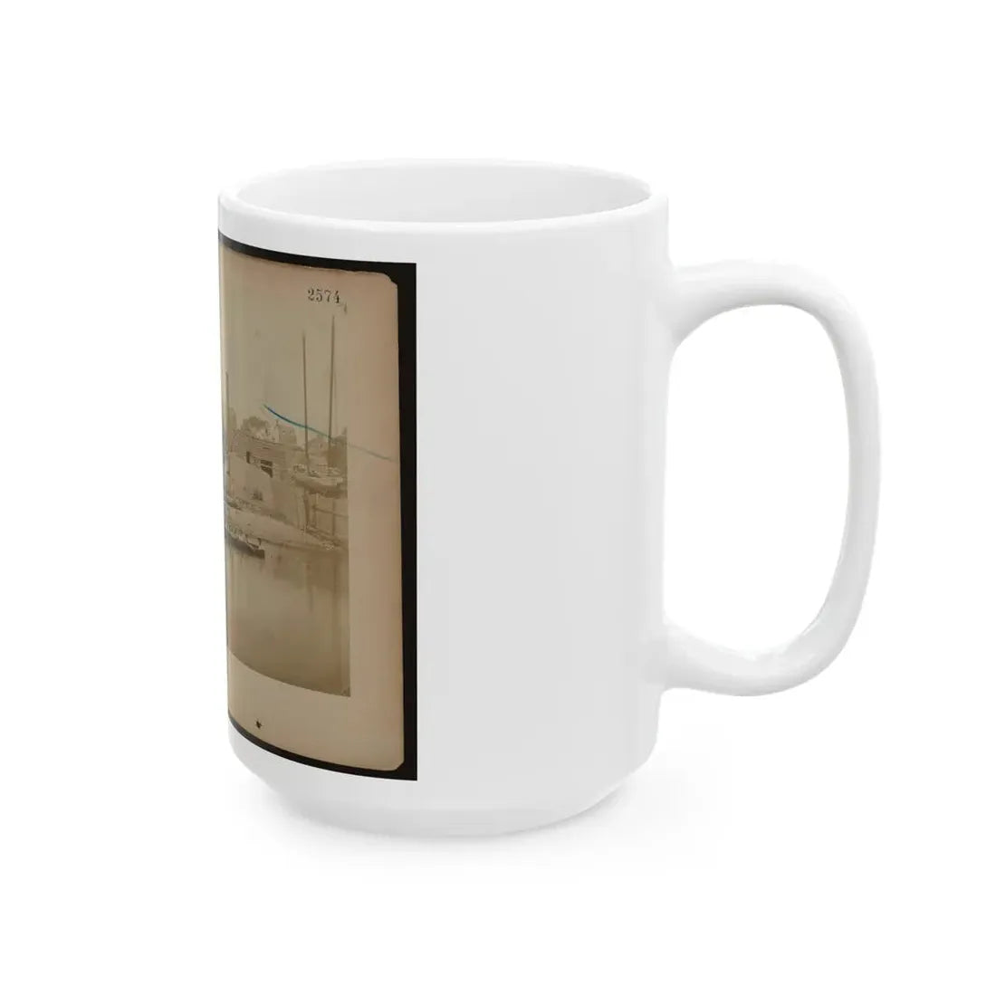 Military Construction In Northern Virginia  Men Sitting In Blanket Boats Strapped Together On The Potomac River (U.S. Civil War) White Coffee Mug - Go Mug Yourself