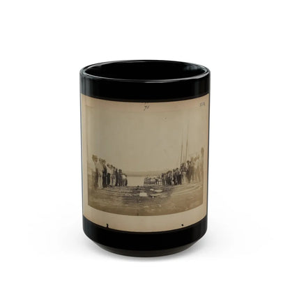 Military Construction In Northern Virginia Men Standing On Potomac River Bank With Blanket Boat Frames Not Yet Assembled (U.S. Civil War) Black Coffee Mug-15oz-Go Mug Yourself