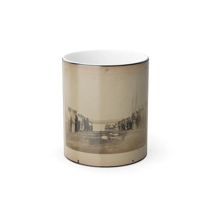 Military Construction in Northern Virginia Men Standing on Potomac River Bank With Blanket Boat Frames Not Yet Assembled (U.S. Civil War) Color Changing Coffee Mug 11oz-11oz-Go Mug Yourself