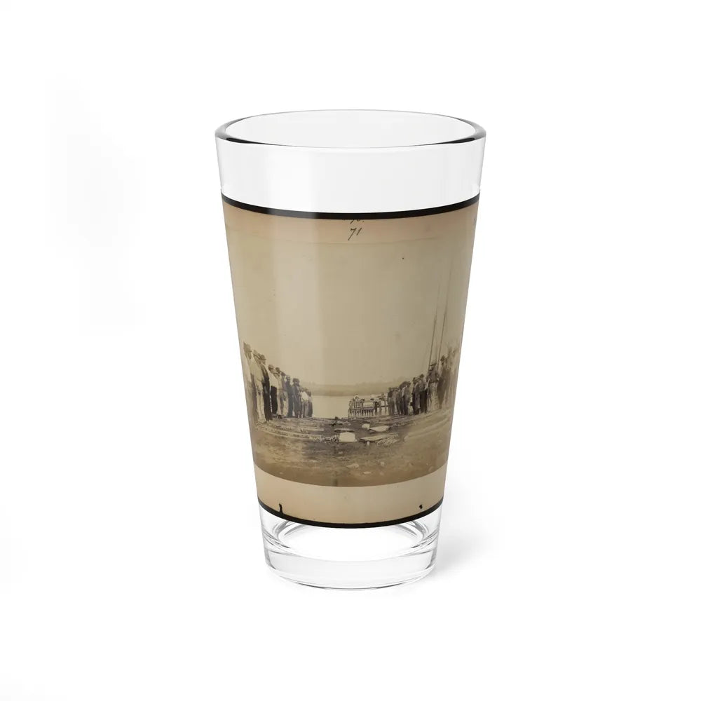 Military Construction In Northern Virginia Men Standing On Potomac River Bank With Blanket Boat Frames Not Yet Assembled (U.S. Civil War) Pint Glass 16oz-16oz-Go Mug Yourself