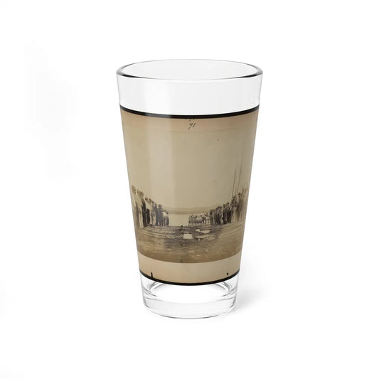 Military Construction In Northern Virginia Men Standing On Potomac River Bank With Blanket Boat Frames Not Yet Assembled (U.S. Civil War) Pint Glass 16oz-16oz-Go Mug Yourself