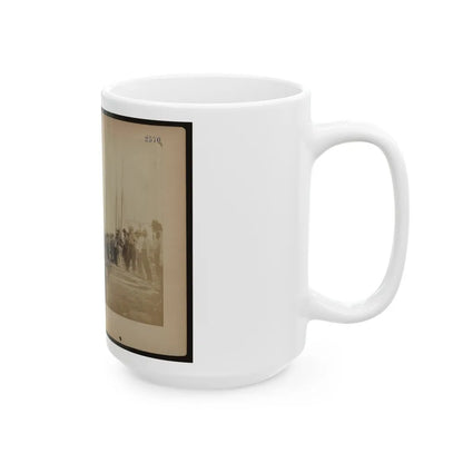 Military Construction In Northern Virginia Men Standing On Potomac River Bank With Blanket Boat Frames Not Yet Assembled (U.S. Civil War) White Coffee Mug-Go Mug Yourself