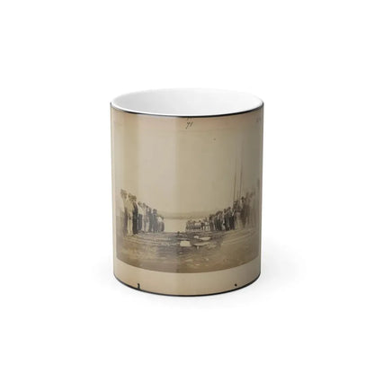 Military Construction in Northern Virginia  Men Standing on Potomac River Bank With Blanket Boat Frames Not Yet Assembled (U.S. Civil War) Color Changing Coffee Mug 11oz Default Title 11oz - Go Mug Yourself
