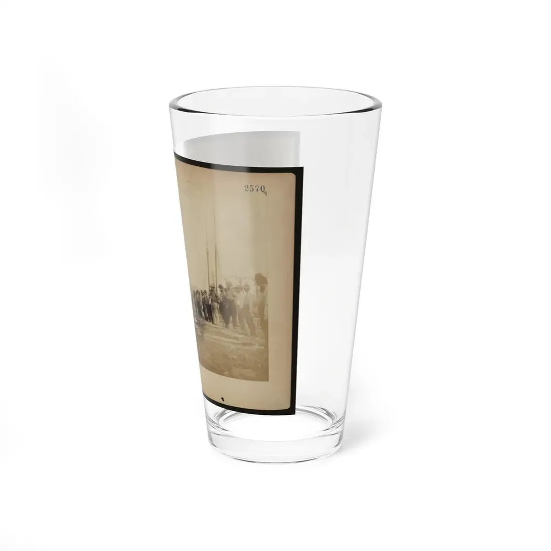 Military Construction In Northern Virginia  Men Standing On Potomac River Bank With Blanket Boat Frames Not Yet Assembled (U.S. Civil War) Pint Glass 16oz - Go Mug Yourself