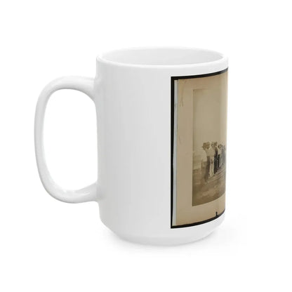 Military Construction In Northern Virginia  Men Standing On Potomac River Bank With Blanket Boat Frames Not Yet Assembled (U.S. Civil War) White Coffee Mug - Go Mug Yourself