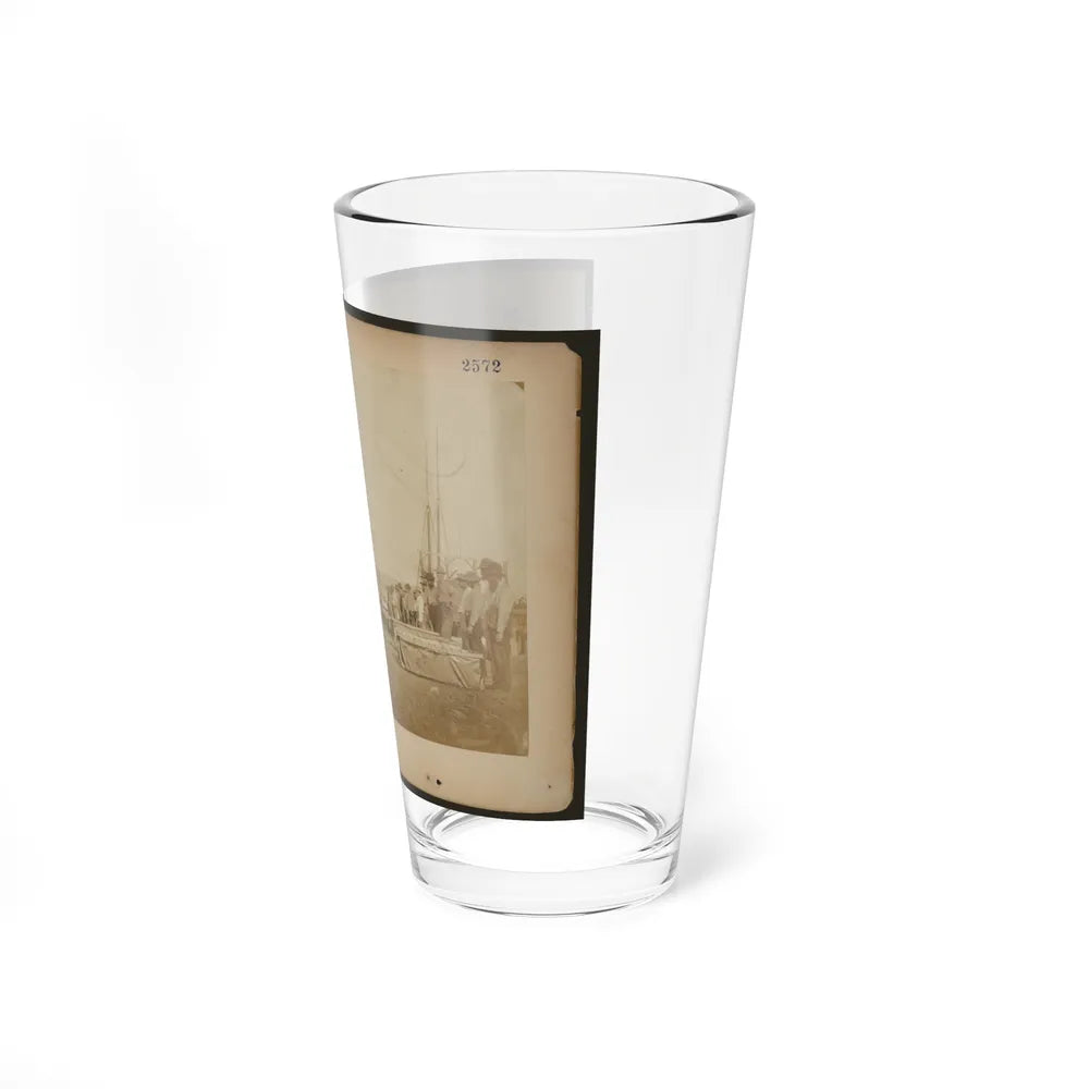 Military Construction In Northern Virginia Men Standing On The Potomac River Bank With Assembled Blanket Boats (U.S. Civil War) Pint Glass 16oz-Go Mug Yourself