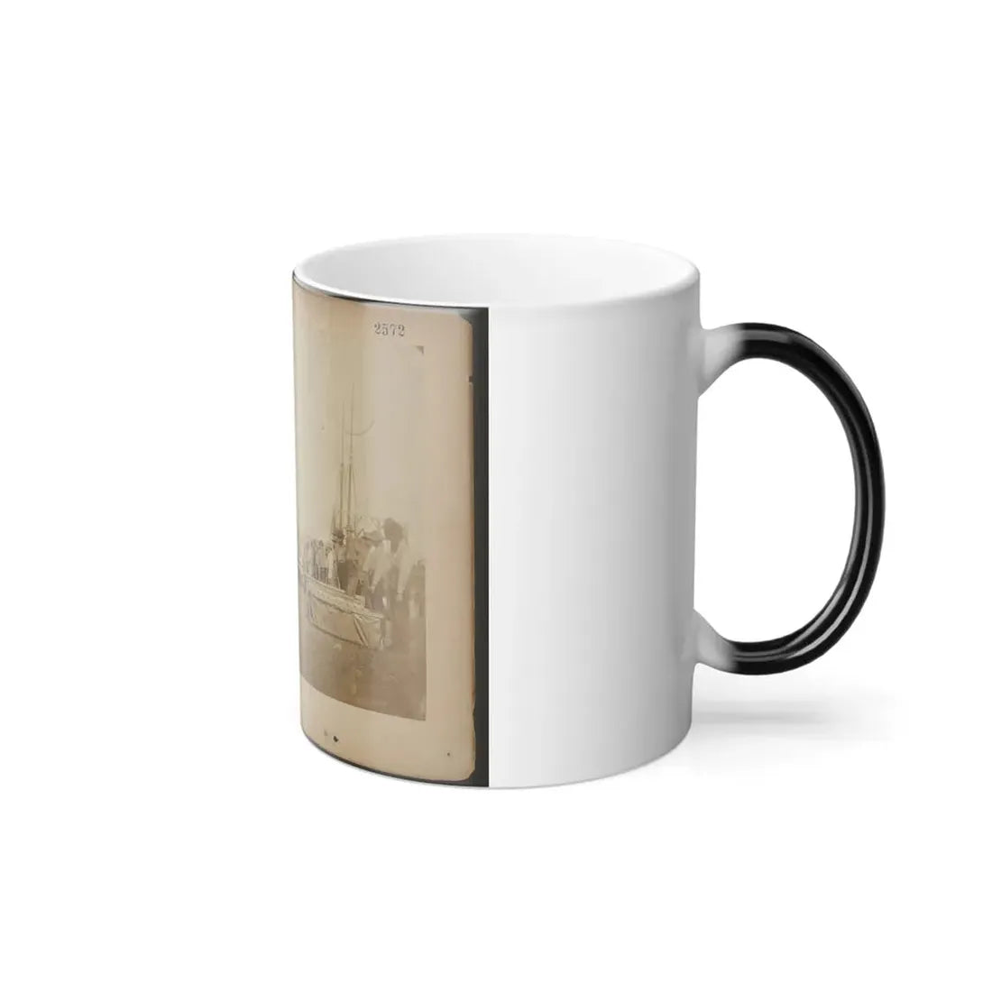 Military Construction in Northern Virginia  Men Standing on the Potomac River Bank With Assembled Blanket Boats (U.S. Civil War) Color Changing Coffee Mug 11oz - Go Mug Yourself